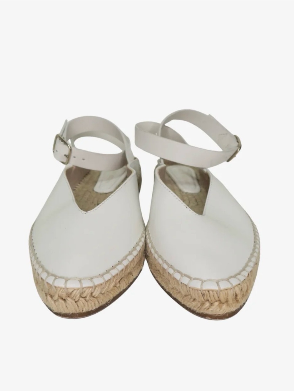 Stuart Weitzman White Leather Toga Ankle Wrap Espadrille Flats Size 8.5 M